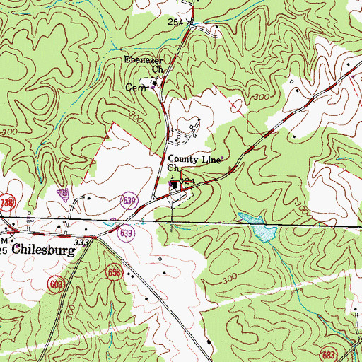 Topographic Map of County Line Church, VA