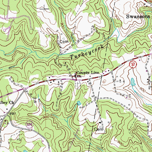 Topographic Map of County Line Church, VA