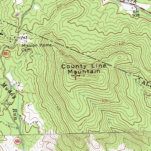 Topographic Map of County Line Mountain, VA