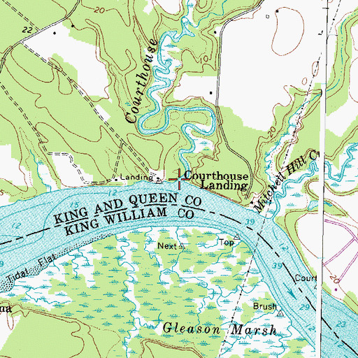 Topographic Map of Courthouse Creek, VA