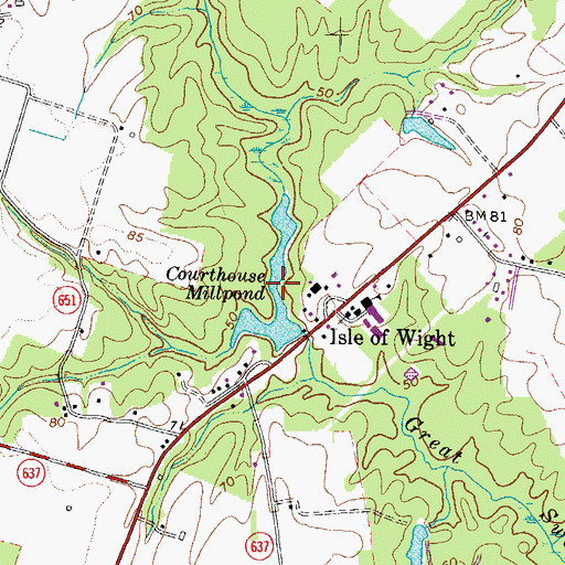 Topographic Map of Courthouse Millpond, VA