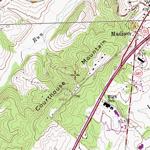 Topographic Map of Courthouse Mountain, VA