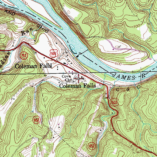 Topographic Map of Cove Church, VA