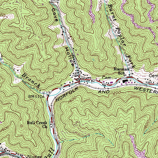 Topographic Map of Cove Hollow, VA