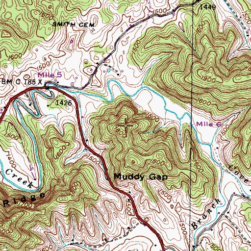 Topographic Map of Cove Ridge, VA