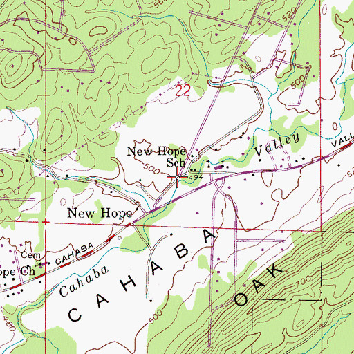 Topographic Map of New Hope Church (historical), AL
