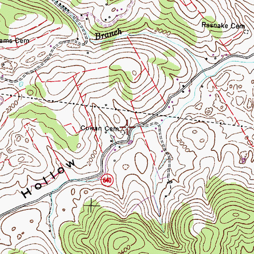 Topographic Map of Cowan Cemetery, VA