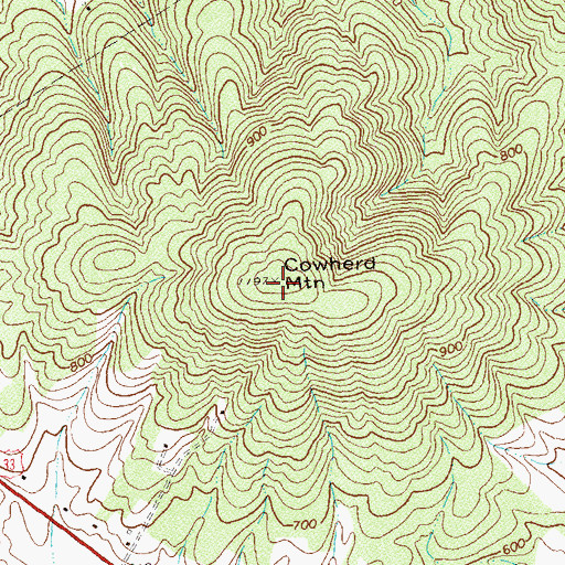 Topographic Map of Cowherd Mountain, VA