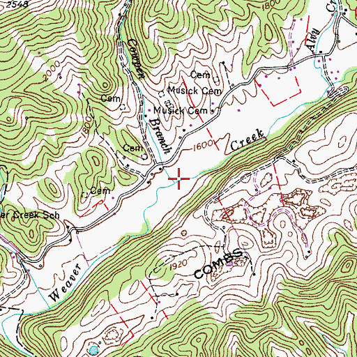 Topographic Map of Cowpen Branch, VA