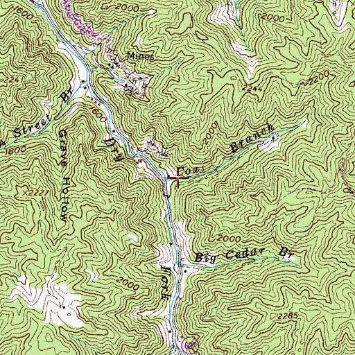 Topographic Map of Cox Branch, VA