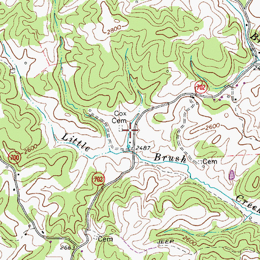 Topographic Map of Cox Cemetery, VA