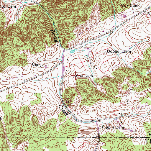 Topographic Map of Cox Cemetery, VA