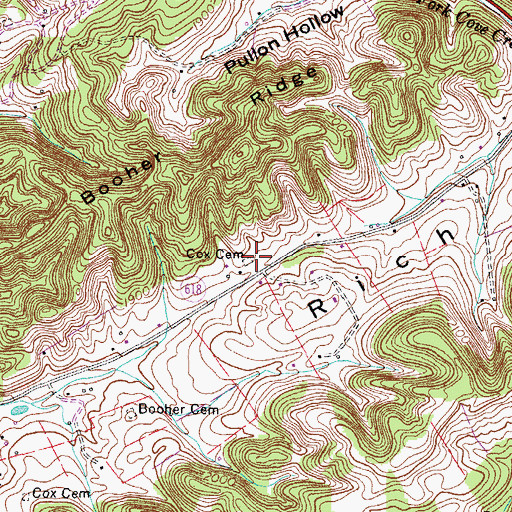 Topographic Map of Cox Cemetery, VA