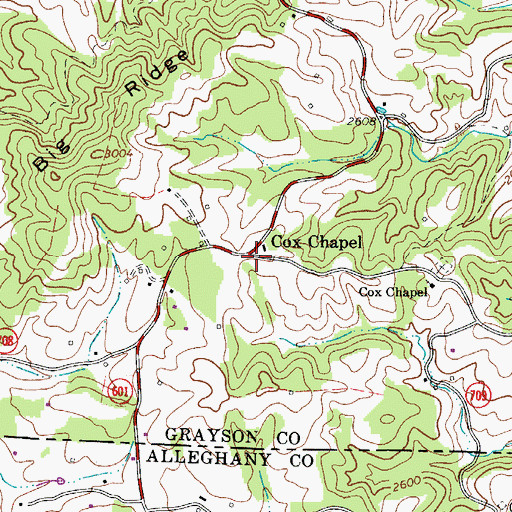 Topographic Map of Cox Chapel, VA