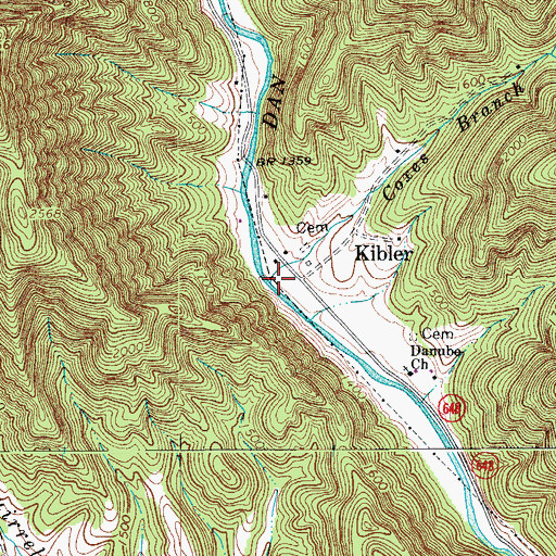 Topographic Map of Coxes Branch, VA