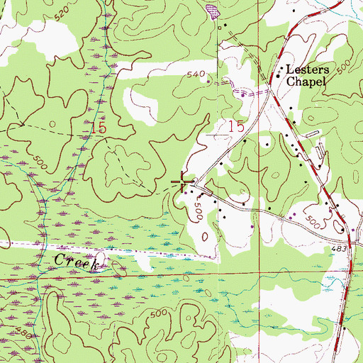 Topographic Map of Poindexter-Vick Cemetery, AL
