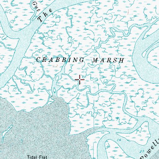 Topographic Map of Crabbing Marsh, VA