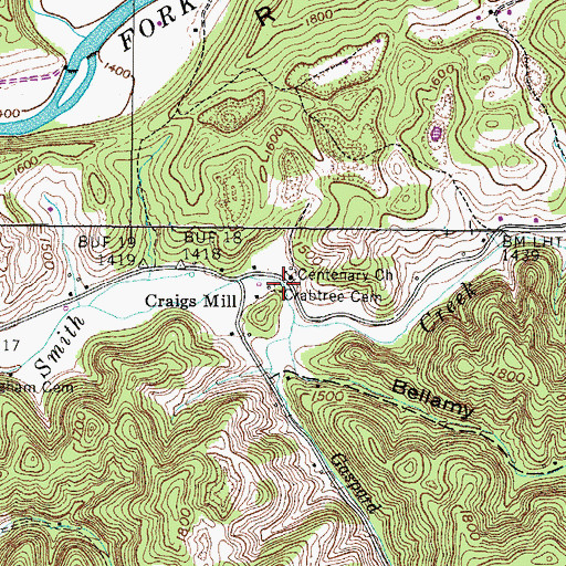 Topographic Map of Crabtree Cemetery, VA