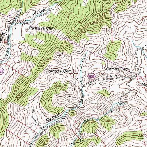 Topographic Map of Crabtree Cemetery, VA