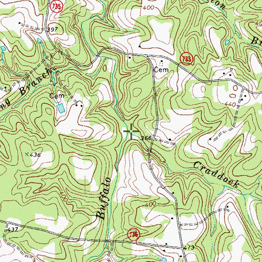 Topographic Map of Craddock Branch, VA