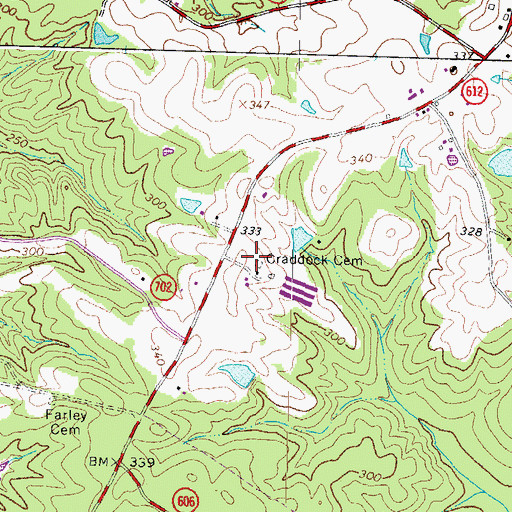 Topographic Map of Craddock Cemetery, VA