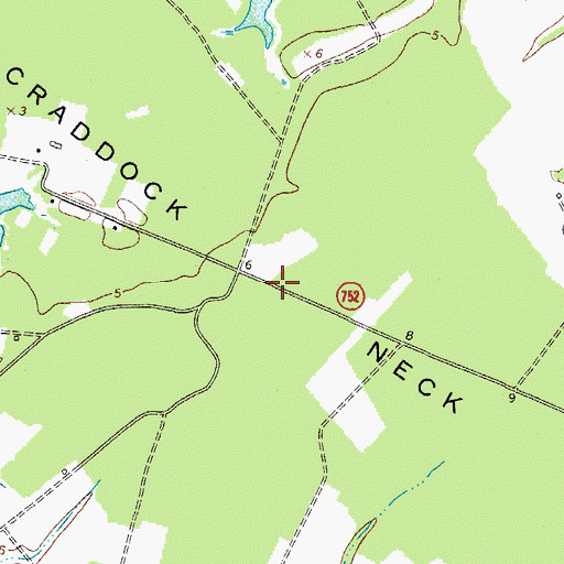 Topographic Map of Craddock Neck, VA