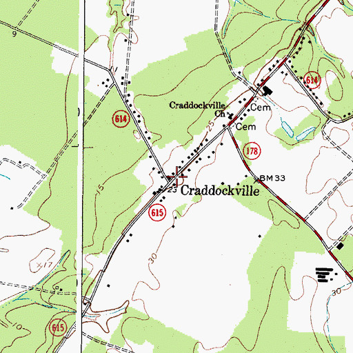 Topographic Map of Craddockville, VA