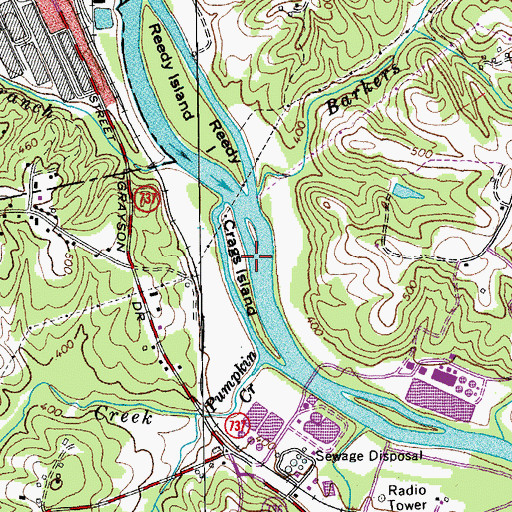 Topographic Map of Crags Island, VA
