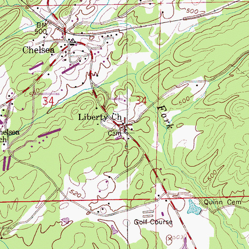 Topographic Map of Quinn Cemetery, AL