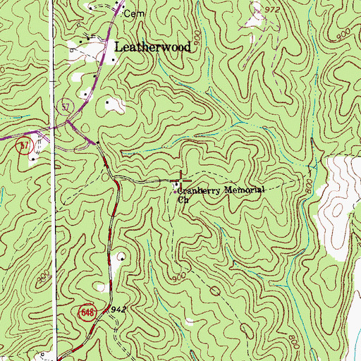 Topographic Map of Cranberry Memorial Church, VA