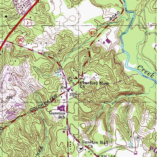 Topographic Map of Cranford Memorial Church, VA
