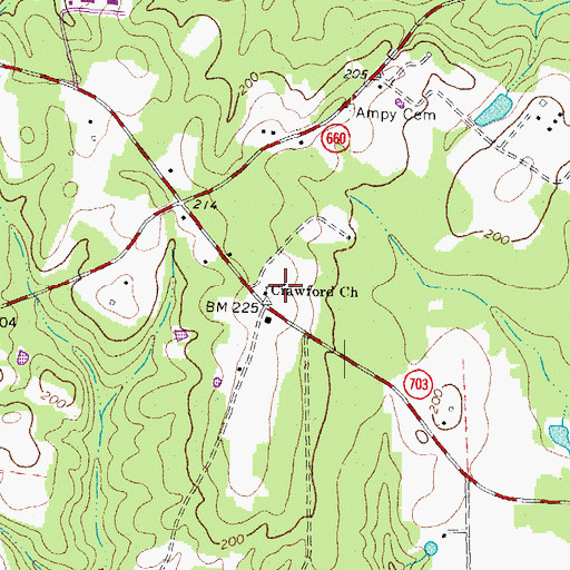 Topographic Map of Crawford Church, VA