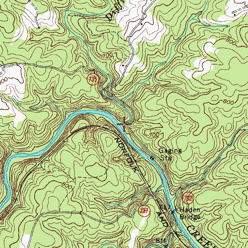 Topographic Map of Creasey Mill Creek, VA