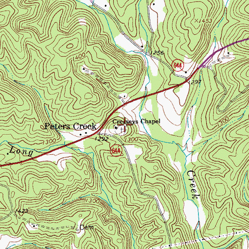 Topographic Map of Creaseys Chapel, VA