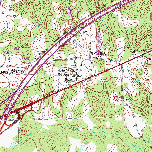 Topographic Map of Crestview Memorial Park, VA