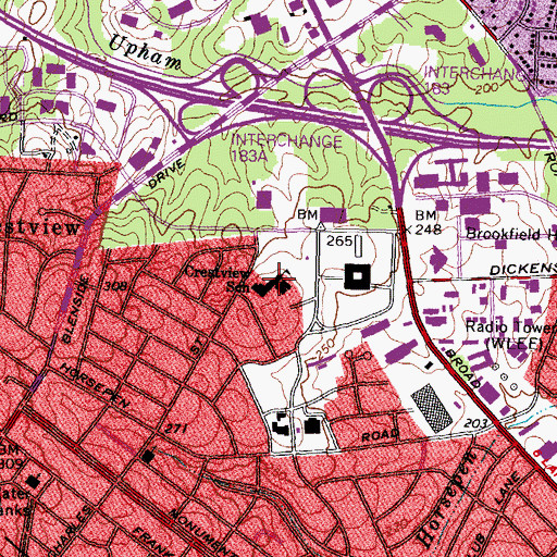 Topographic Map of Crestview Elementary School, VA