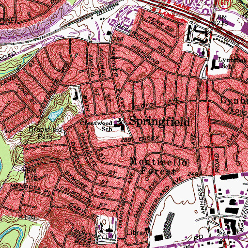 Topographic Map of Crestwood Elementary School, VA