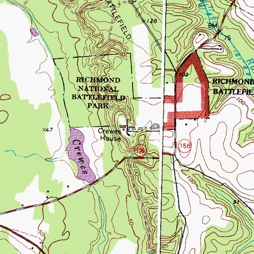 Topographic Map of Crewes House, VA