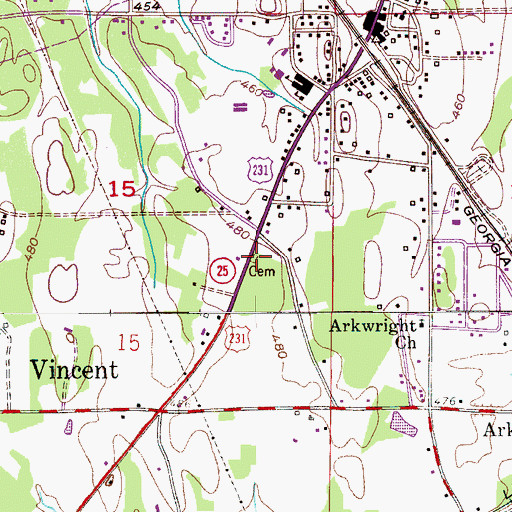 Topographic Map of Raley Family Cemetery, AL