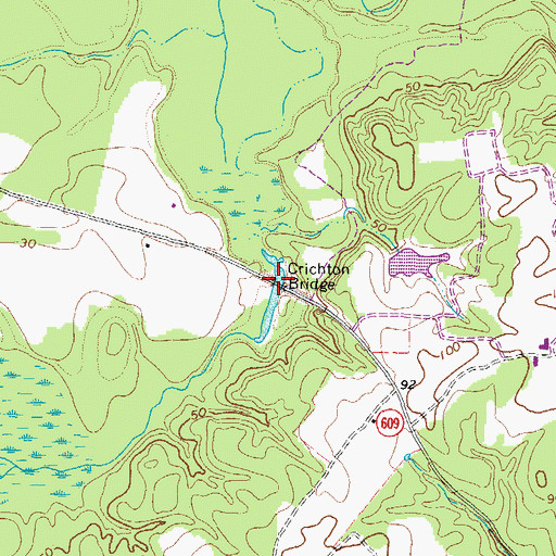 Topographic Map of Crichton Bridge, VA