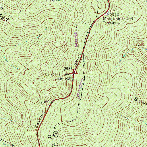 Topographic Map of Crimora Lake Overlook, VA