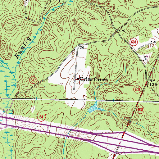 Topographic Map of Criss Cross, VA