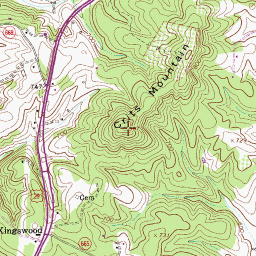 Topographic Map of Crits Mountain, VA