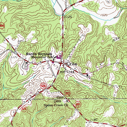 Topographic Map of Critz, VA