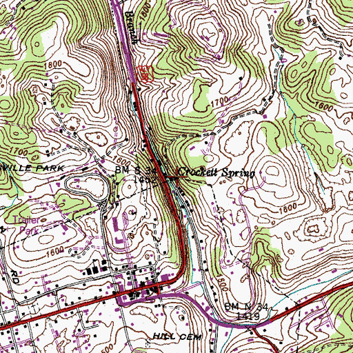 Topographic Map of Crockett Spring, VA