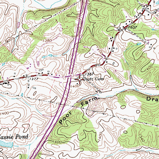 Topographic Map of Croft Cemetery, VA