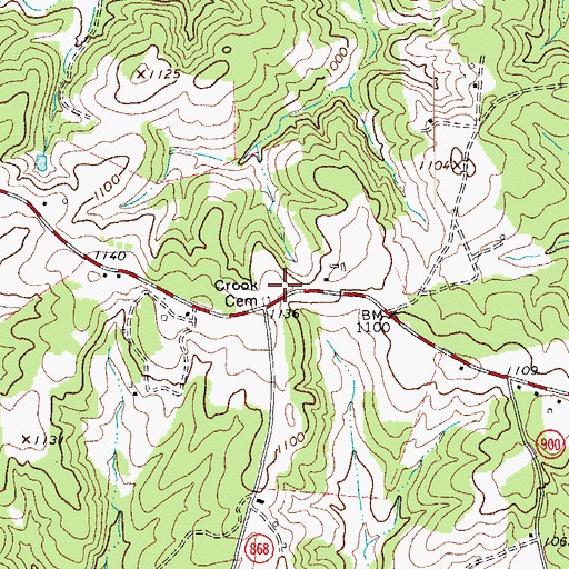 Topographic Map of Crook Cemetery, VA