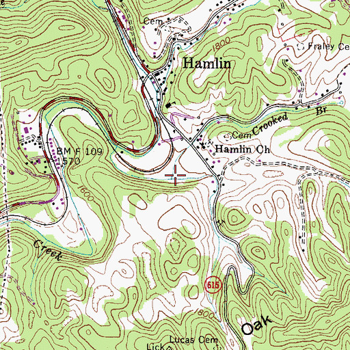 Topographic Map of Crooked Branch, VA