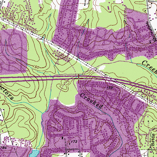 Topographic Map of Crooked Branch, VA