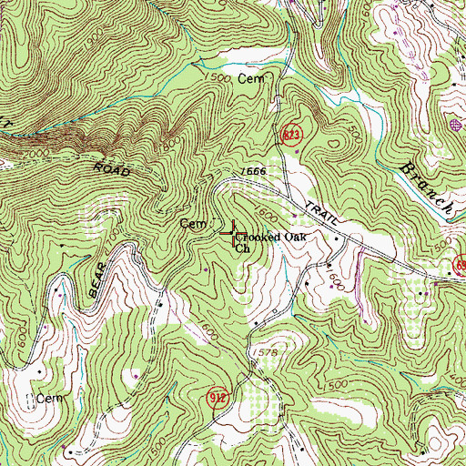 Topographic Map of Crooked Oak Church, VA